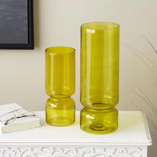 Green Modern Round Glass Vase Set {3}