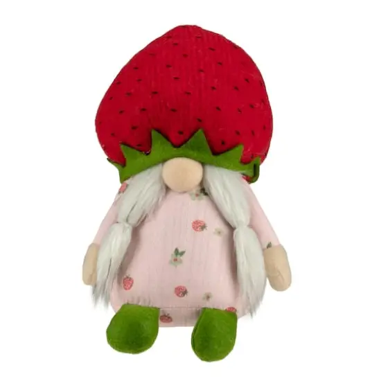 9.5" Green & Red Girl Springtime Strawberry Gnome {1}