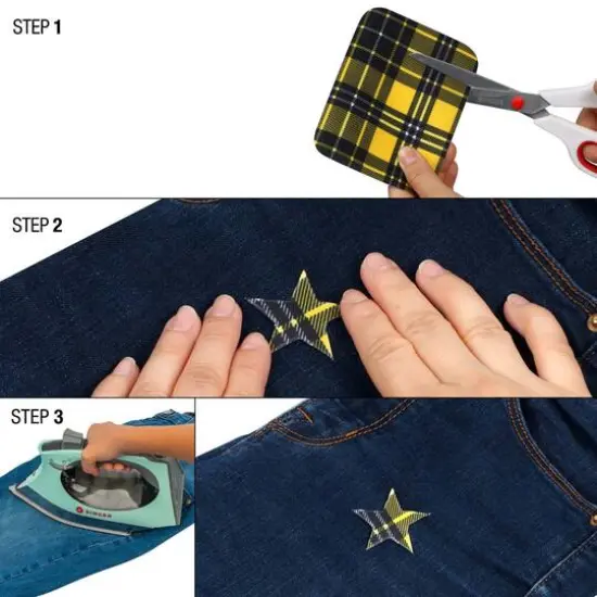 SINGER&reg; Decorative Print & Solid DIY Iron-On Fabric Patch Kit with 2 Bonus Stencils {6}