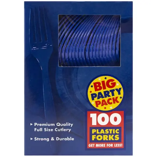 JAM Paper Premium Plastic Forks, 100ct. Blue {3}