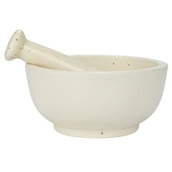 Hello Honey&reg; White Round Stoneware Mortar & Pestle Set {9}