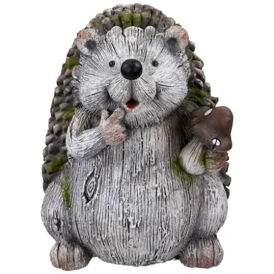 8.5" Hedgehog with Mushroom Outdoor Garden Statue {1}
