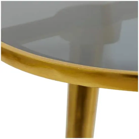 22" Aluminum Tripod Legs Accent Table with Shaded Glass Top Gold {5}