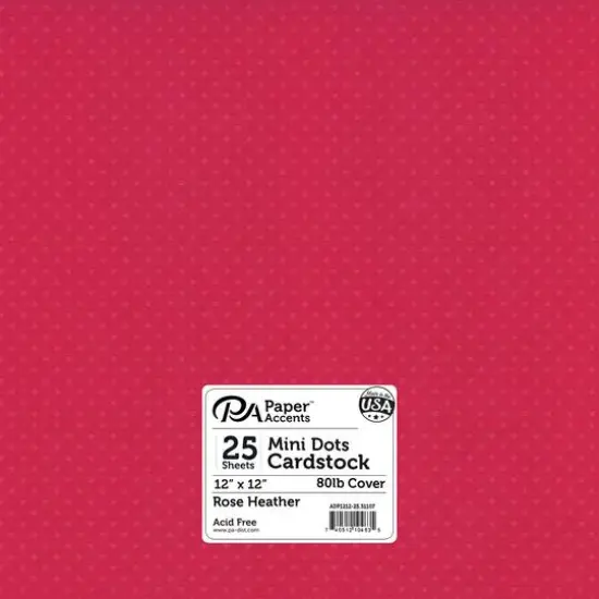 PA Paper™ Accents 12" x 12" 80lb. Mini Dot Cardstock, 25 Sheets Rose Heather {1}