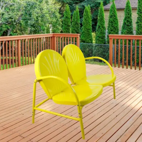 47" Outdoor Retro Tulip Loveseat Yellow {3}