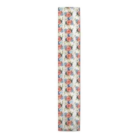 Orange & Blues Floral Indoor/Outdoor Table Runner {1}