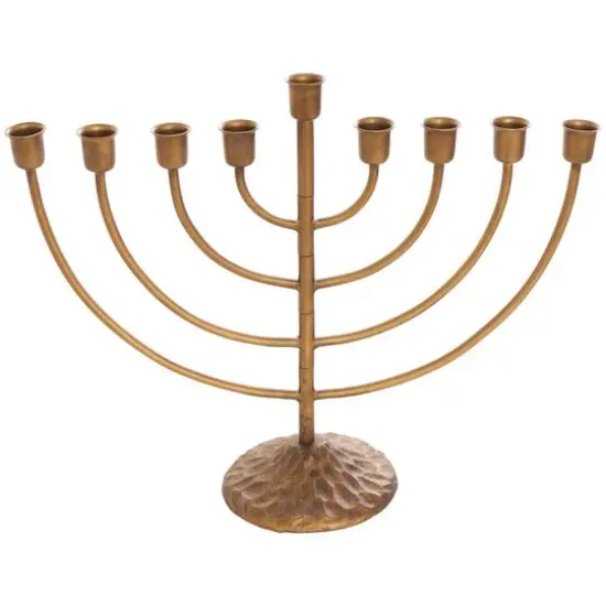 17" Bronze Metal Layered Arch Candelabra with Textured Base {9}