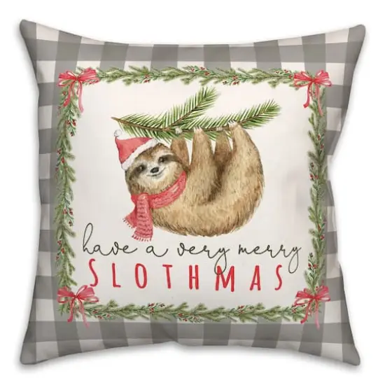 Merry Slothmas 18x18 Throw Pillow {1}