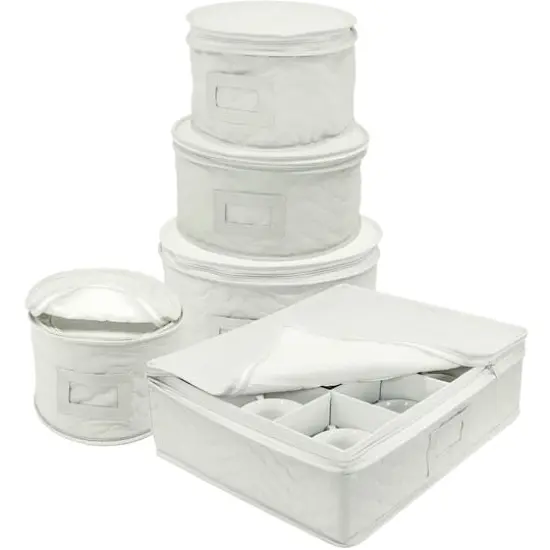 Sorbus 5-Piece Dinnerware Storage Set Beige {1}