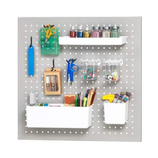 22" x 22" Gray Metal Pegboard by Simply Tidy&reg; {3}