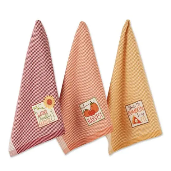 DII&reg; Autumn Gingham Embellished Dishtowel Set {1}