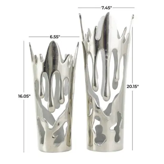Silver Aluminum Melting Drip Vase Set {9}