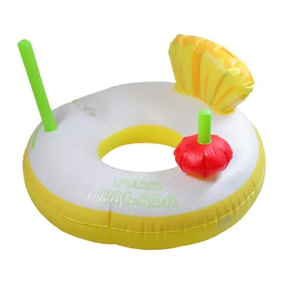 41" Inflatable Yellow & White Pina Colada Swimming Pool Ring Float {1}