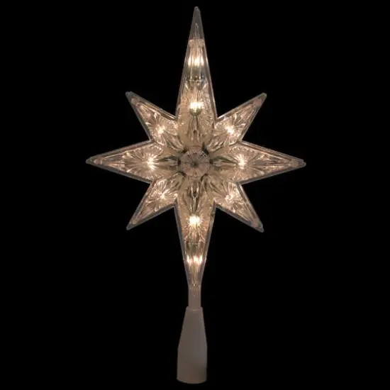 10" White Lighted Faceted Star of Bethlehem Tree Topper {3}