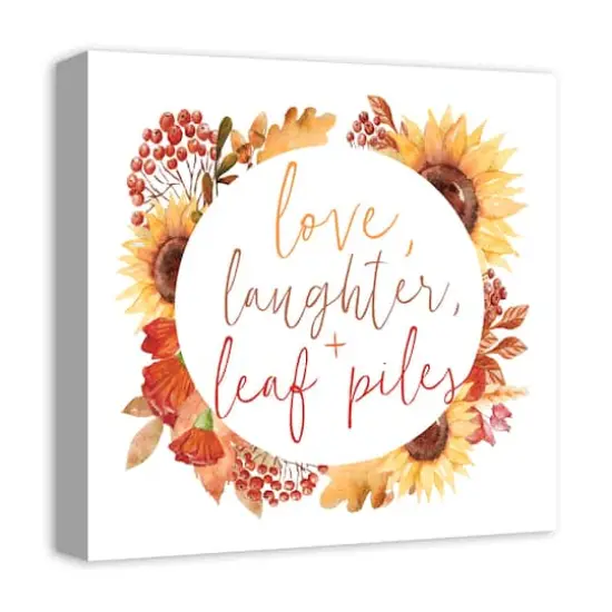 Love Laughter Leaf Piles Canvas Wall Art {3}