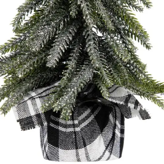 9.5" Unlit Mini Silvery Pine Downswept Artificial Christmas Tree Set {6}