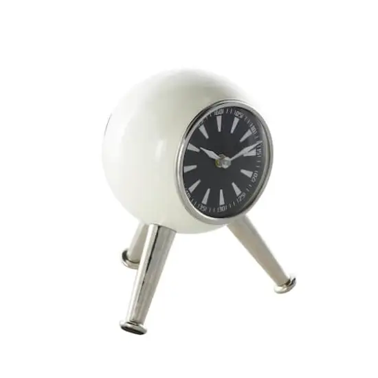 8.5" Silver OrbMetal Clock with Black Clockface & Silver Tripod Legs {9}