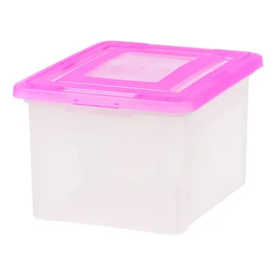 IRIS Pink & Clear Snap Tight Plastic File Organizer Box, 4ct. {1}