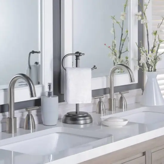 SunnyPoint 13.5" Black Nickel Heavy Weight Decorative Metal Fingertip Towel Holder Stand {5}