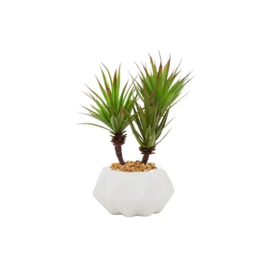 11" Contemporary Style Artificial Succulent in White Ceramic Pot {1}