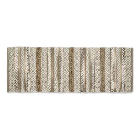 Stone and White Hand-Loomed Paper Chindi Runner 2.25ft. x 6ft. {1}