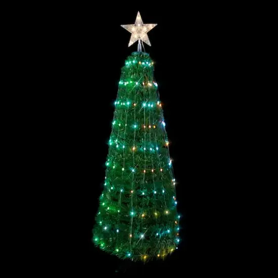 4ft. Pop Up Outdoor Artificial Christmas Tree, Color Chaning LED Lights {1}