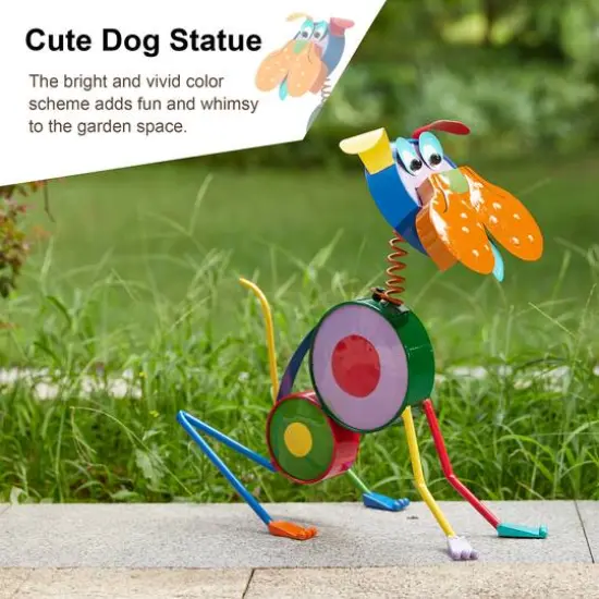 Glitzhome&reg; 17" Metal Novelty Puppy Garden Statue {7}
