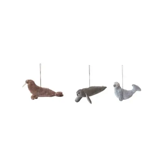 Hello Honey&reg; Handmade Cotton Velvet Seal Walrus Ornament Set {1}