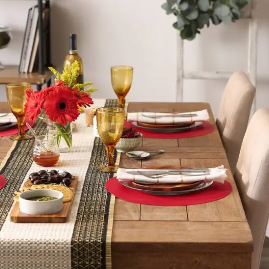 DII&reg; Round Double Frame Placemats, 6ct. Tango Red {4}