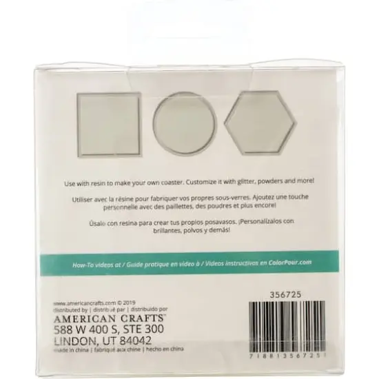 American Crafts&trade; Color Pour Resin Circle, Square & Hexagon Coaster Mold Set {4}