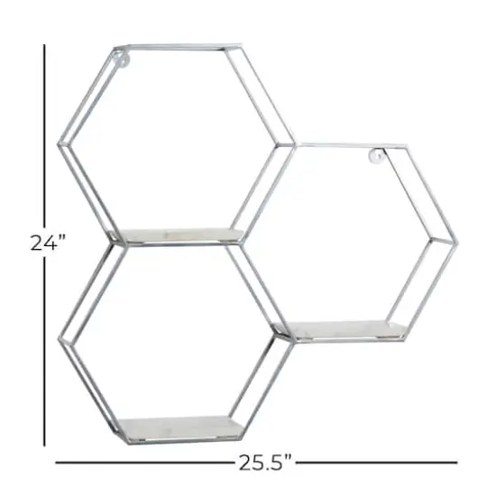 26" Silver Marble Contemporary Wall Shelf {7}