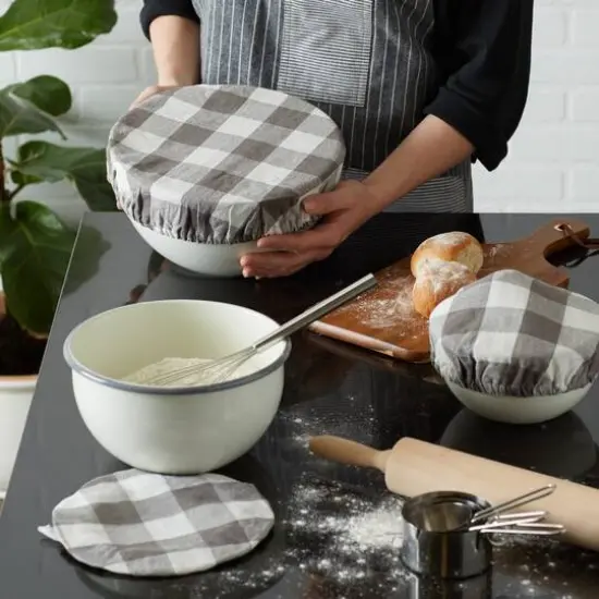 DII&reg; Assorted Gray Buffalo Check Woven Dish Cover Set {9}