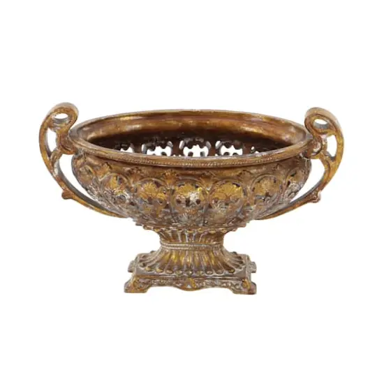 19" Gold Traditional Decorative Bowl Accent with Stand {3}