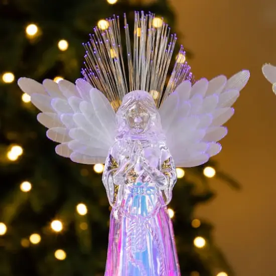 Glitzhome&reg; 10.75" Christmas Lighted Acrylic Color Changing Tabletop Angel Figurine Set {4}