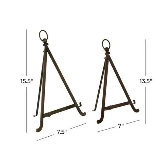 Set of 2" Bronze Metal Traditional Easels 13", 15" {8}