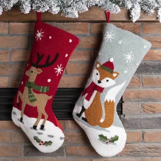 Glitzhome&reg; 19" Reindeer & Fox Hooked Stockings, 2ct. {3}