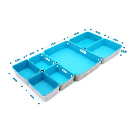 Welaxy Felt 7 Piece Drawer Organizer Tray Set Turquoise {5}