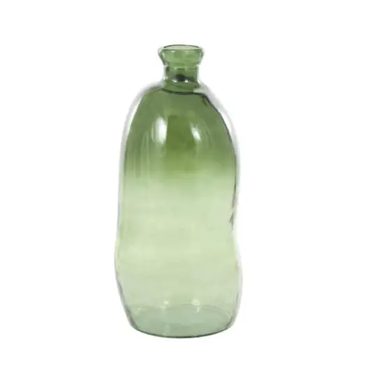 Green Recycled Glass Abstract Handmade Curved Ombre Spanish Bottle Vase {9}