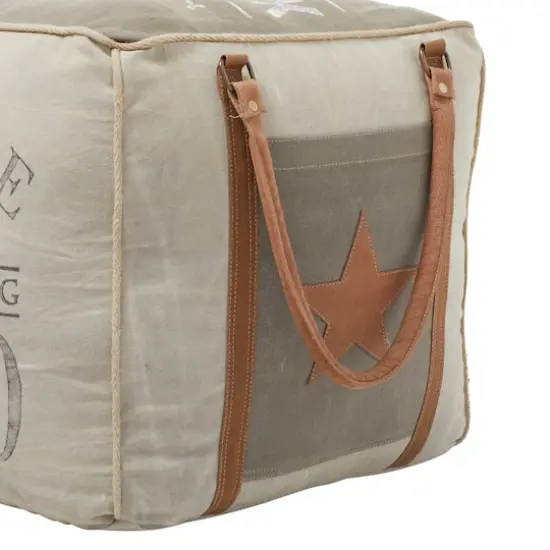 Grey Canvas Rustic Stool, 19" x 21" x 21" {11}