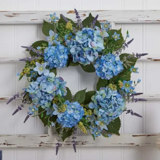24&rdquo; Blue Hydrangea Wreath {4}