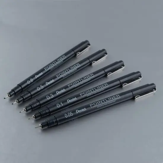 Pentel Arts&reg; Pointliner&trade; Black 5 Piece Pen Set {4}