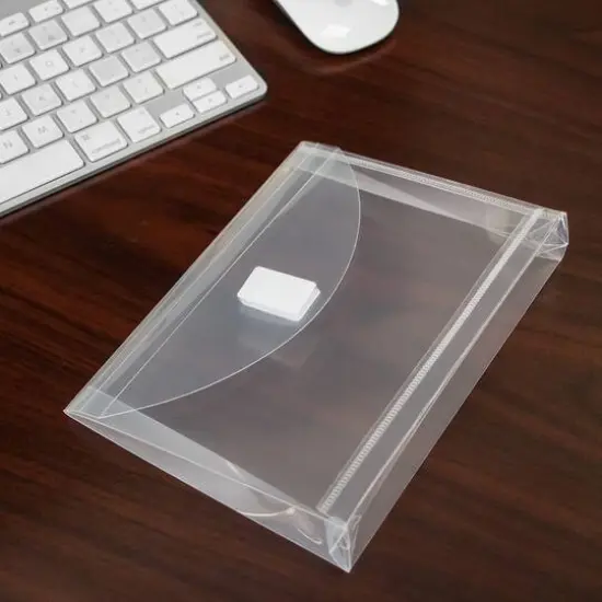 JAM Paper 5.5" x 7.5" Clear Plastic Hook & Loop Closure Envelopes, 12ct. {6}