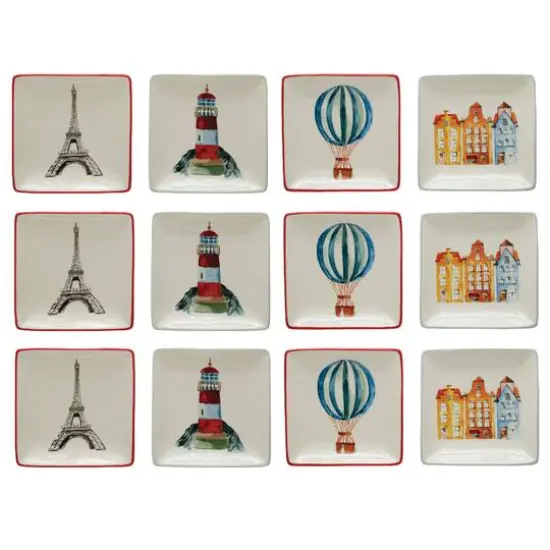 Hello Honey&reg; Adventure Image Square Stoneware Plate Set {1}