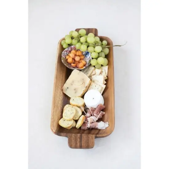 Hello Honey® 17.5" Hand-Carved Acacia Wood Tray with Handles {3}