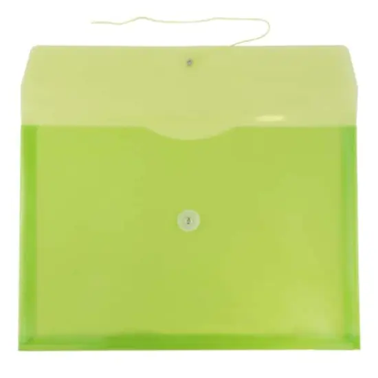 JAM Paper Letter Booklet Plastic Envelopes with Button & String Tie Closure, 12ct. Lime Green {4}