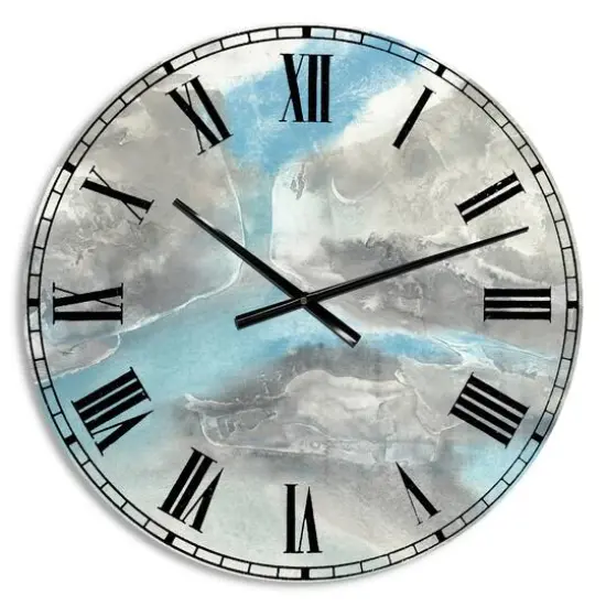 Designart 'Watercolor Minimal Blue Tones Ii Mid-Century Wall Clock {1}