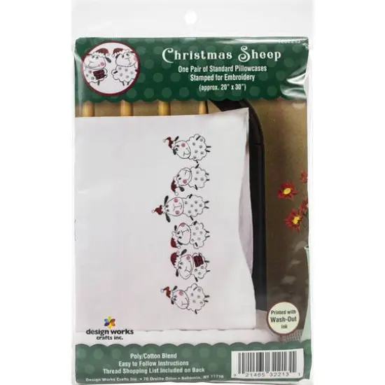 Tobin Christmas Sheep Stamped For Embroidery Pillowcase Pair {3}