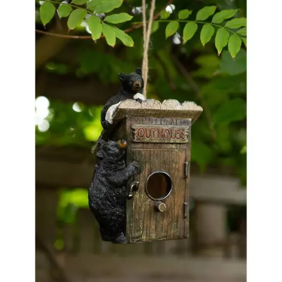 8.5'' Black Bear Outhouse Birdhouse  {4}