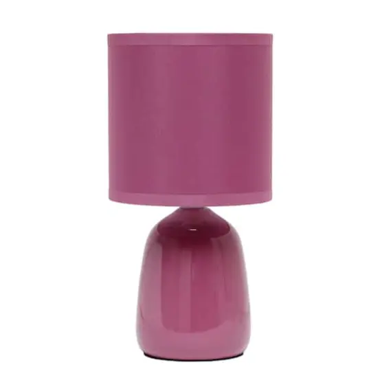 Simple Designs 10" Thimble Base Ceramic Table Lamp Mauve {1}