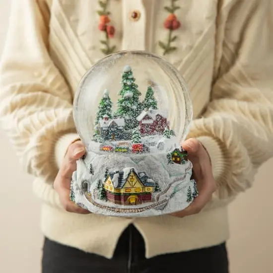 Glitzhome&reg; 8" Lighted Musical Snowflakes Village Waterglobe {4}